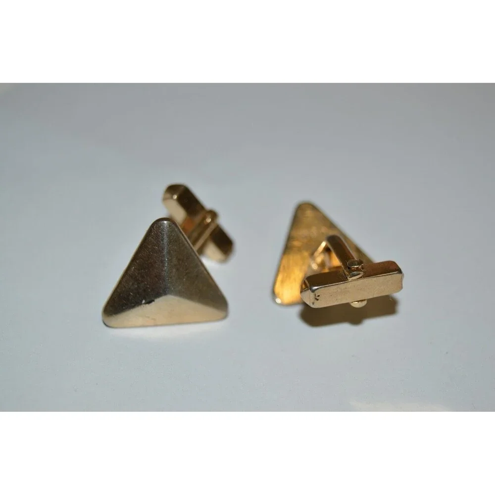 Vintage Unique 1960s TRIANGLE Shaped SWANK Brass Men's Cuff Links Rare